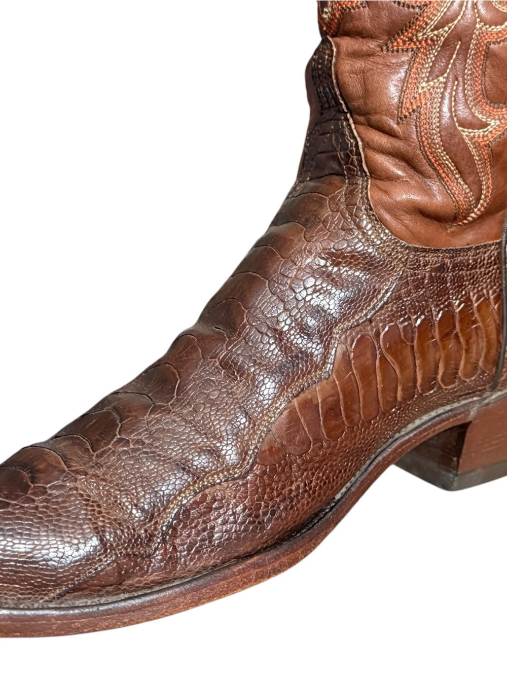 Lucchese 1883 Women's Ostrich Leg Cowboy Boots N4064 54 Brown Size 9B Exotic - Picture 7 of 15